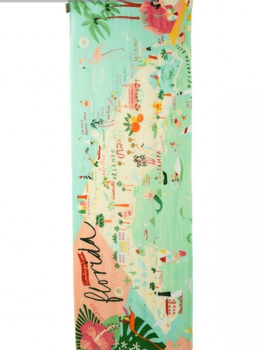 Spartina 449 Florida Map Scarf NWT Viscose Travel Souvenir Coastal - Picture 2 of 6